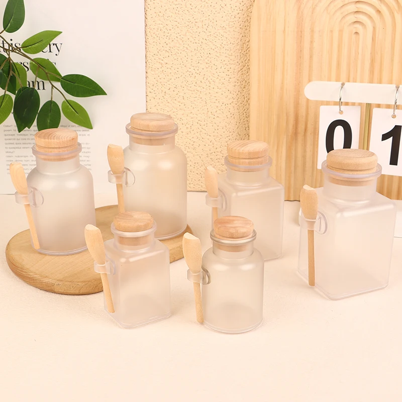 Plastic Jars For Bath Salt 100g 200g 300g Scrub Abs Pot With Spoon Skin Care Cosmetic Refill Bottle Container Travel