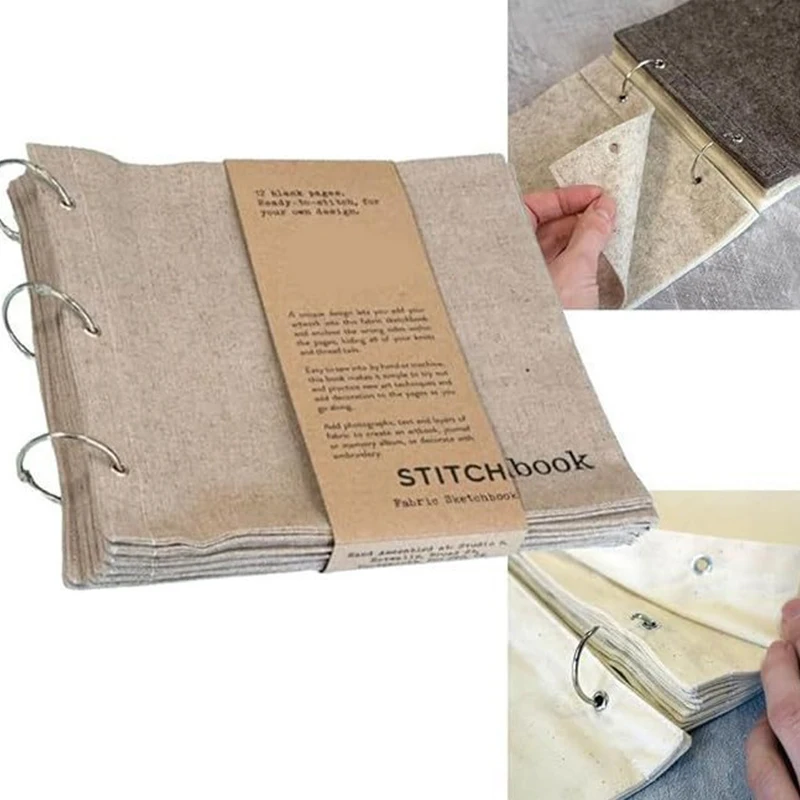 DIY Blank Fabric Sketchbook Art Journaling For Drawing Writing Portable Blank Spiral Bound Note Book