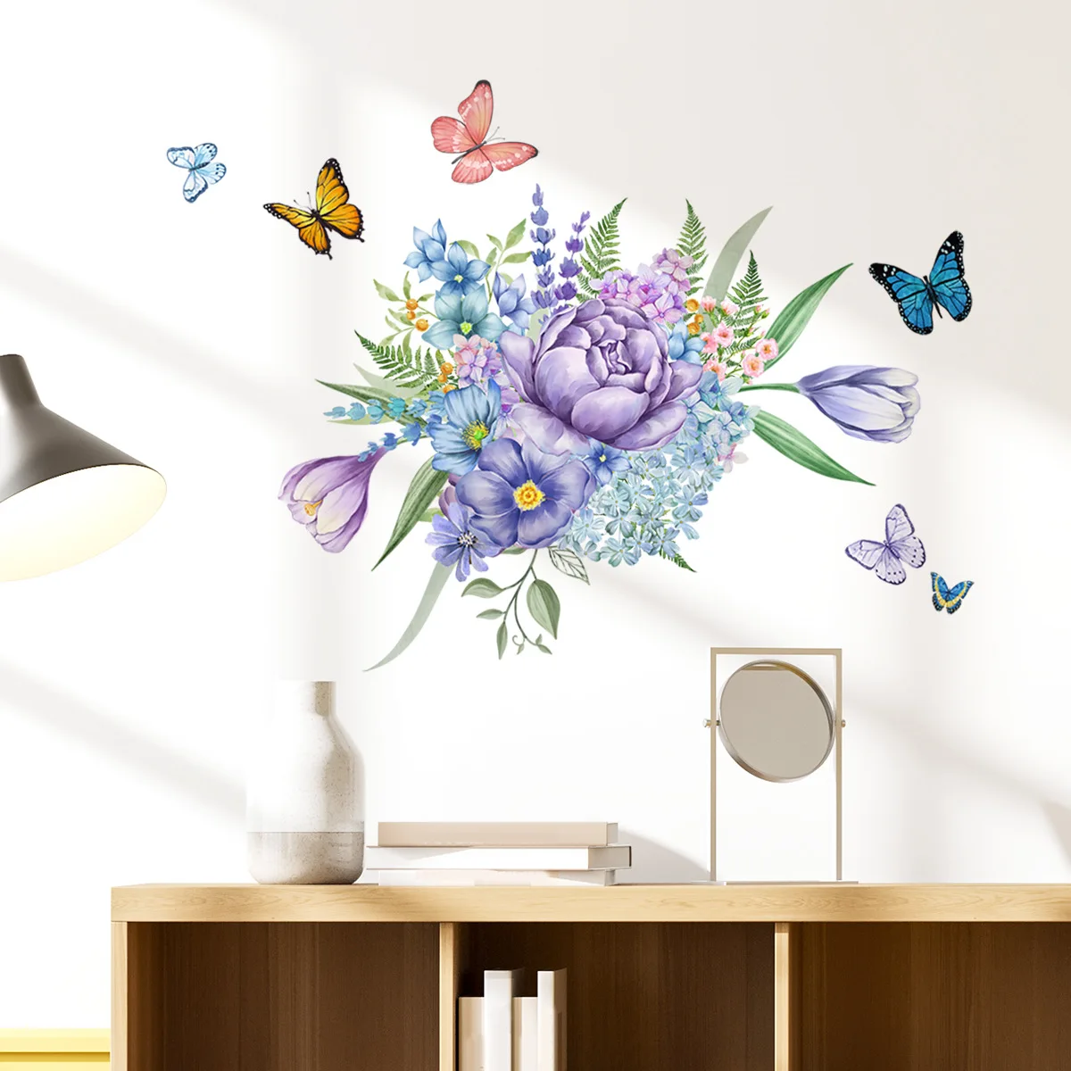 30*90cm Plant Flower Butterfly Wall Stickers Background Wall Living Room Bedroom Study Decorative Mural Wall Stickers Ms428