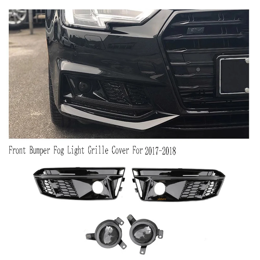 

Hot Sale-Fog Lamp Frame Foglight Bezel Lid Hood Trim For A4 S-Line Fog Lamp Cover Front Bumper Fog Light Grille Racing Gril