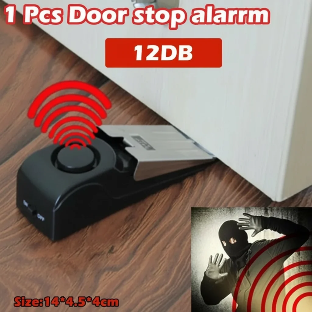 Mini Wireless Door Stop Alarm 120dB Wedge Shaped Security Alert System for Home