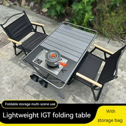 Camping Egg Roll Table Outdoor BBQ Picnic IGT Table Aluminum Alloy Table Drinking Tea Desk Portable Folding Table Omelet Table