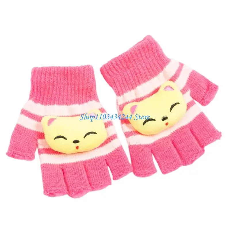 

Adorable Bear Half Finger Soft Gloves For Children Cold Weather Cycling Skiing