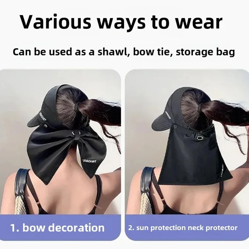 المرأة نمط جديد قبعة الحماية من الشمس فارغة أعلى عقدة في الهواء الطلق قبعة الصيد الصيف الوجه تغطي قبعة الشمس حماية من الأشعة فوق البنفسجية تنفس