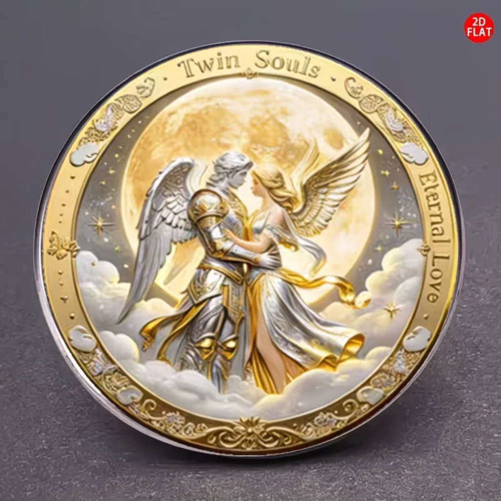 Flat Stainless Steel Glass Brooch Angel Love Style Lapel Badge Couple Gift view 3