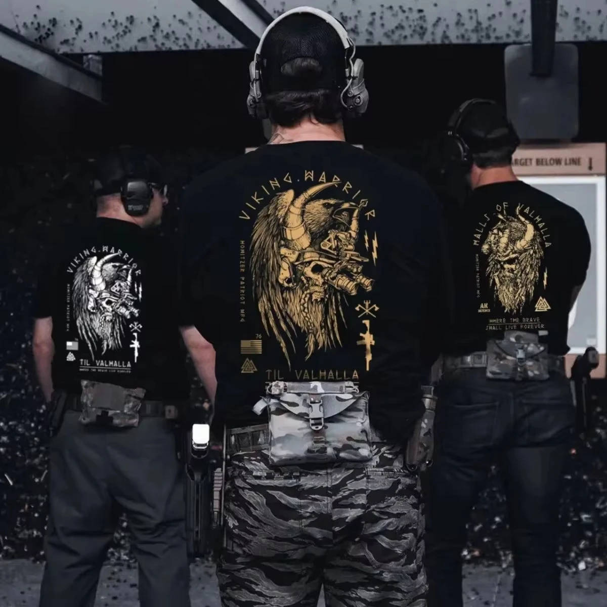 Viking Warrior Til Valhalla Skull Graphic T-shirt Men Women Cotton Short Sleeve O-neck Norse Myth Black Streetwear Tee Tops