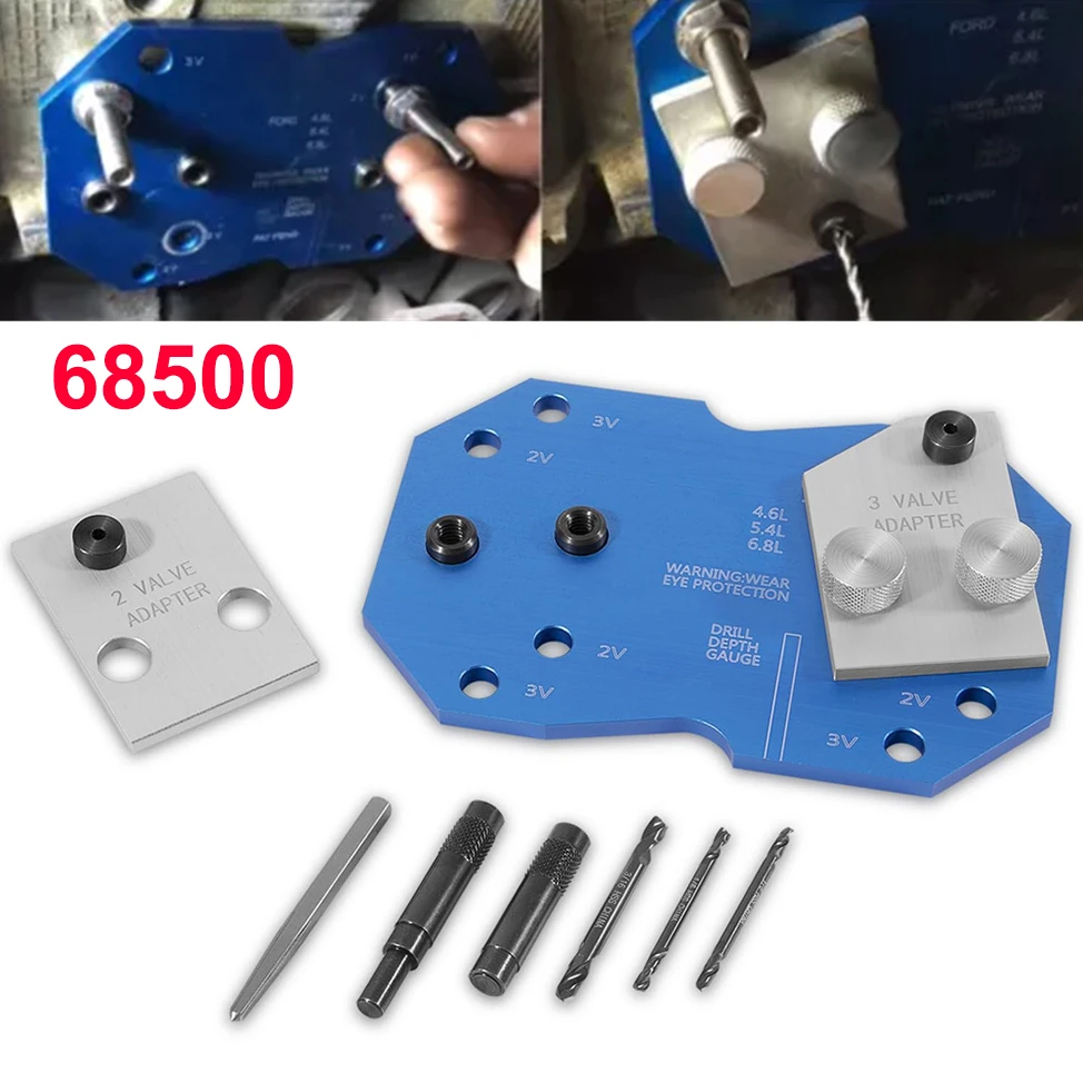 

68500 Manifold Drill Template for Ford 2V & 3V Triton Engines (4.6L, 5.4L and 6.8L) Tool Set Engines Tool Replaces Broken Stud