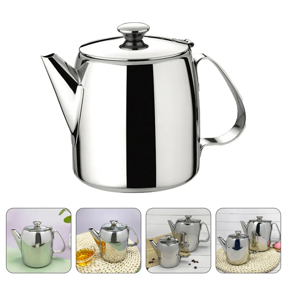 

Stainless Steel Tea Pot Large Capacity Household Watertight Rustproof Comfortable Handle Kitchen Home Office Use Metal