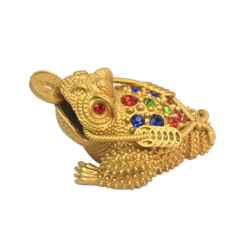 Brass golden toad decoration hollowed-out three-legged golden toad tea pet to invite money to enter the treasure living room to