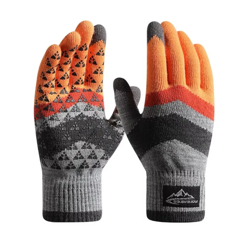 Winter Warme Strickhandschuhe Männer Frauen Mode Fleece Radfahren Winddicht Dreieckige Rutschfeste Touchscreen Wollhandschuhe