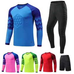 Football Goalkeeper Soccer Outfit t-Shirt Pants Set Uniform Training Clothing Sponge Anti-Collision Equipment Sportswear Elastic