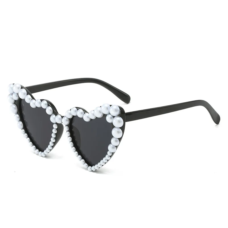 

Heart-shaped pearl sunglasses sweet photo wedding dress personality matching network red luxury sweet love sunglasses