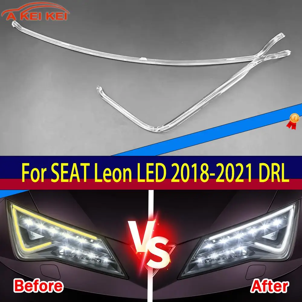 

White light Fit For SEAT Leon 2017-2021 LED DRL Light Guide Plate Tube Car Headlight Daytime Running Light Angel Eye