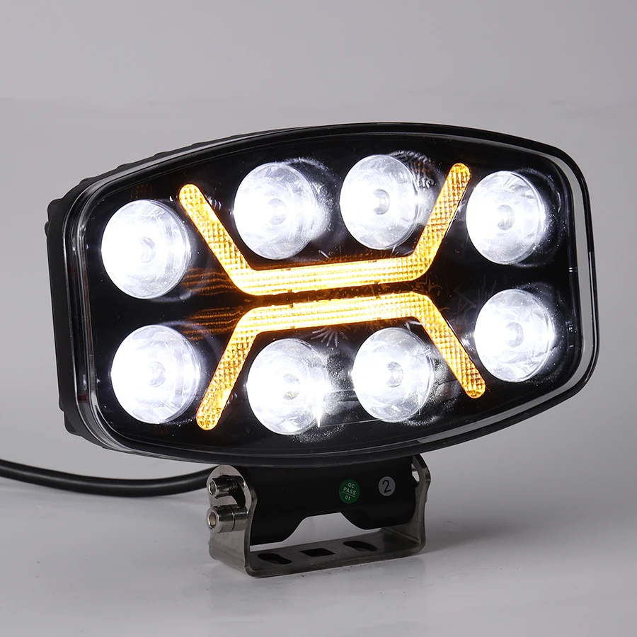 9.6 Inch Super Bright With White Yellow DRL LED Spot Work Driving Head Light For Truck BUS Trailer 10-30V DC