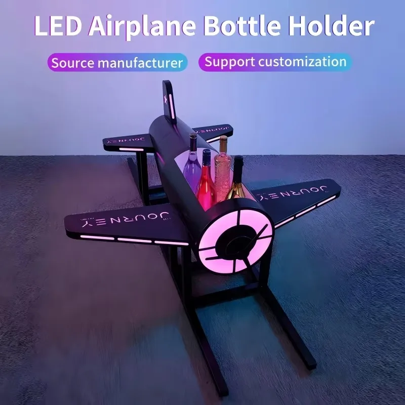 Premium Custom LED Liquor Display StandLED Lighted Art Deco Luxury Vodka Aircraft Glorifier Airplane & Rocket Bottle Presenter W