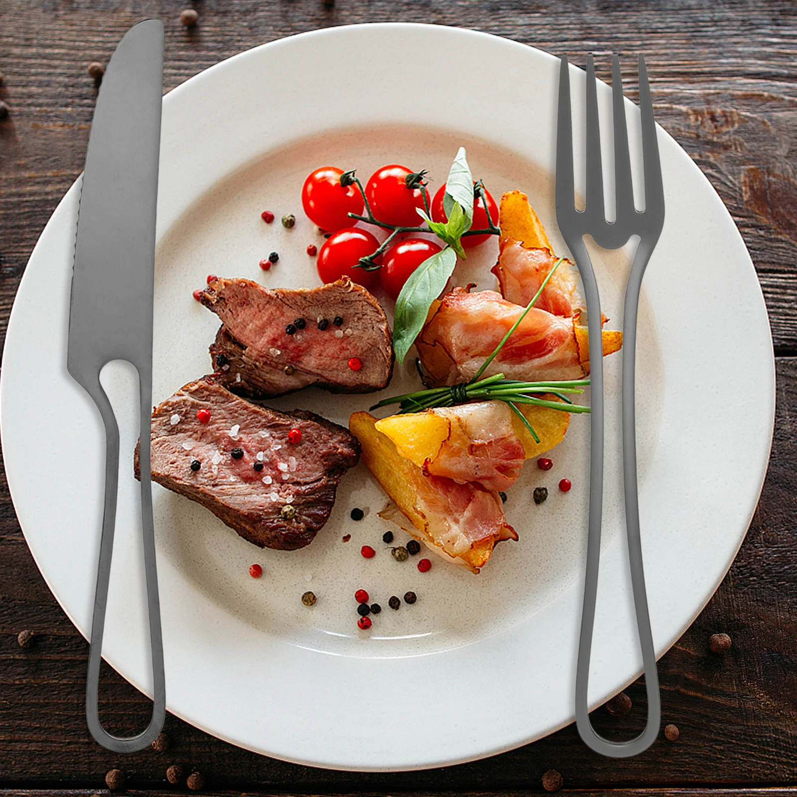 

Stainless Steel Cutlery Set Hollow Simple Tableware Metal Fork Spoon Easy Clean Home Restaurant Bar Use Delicate