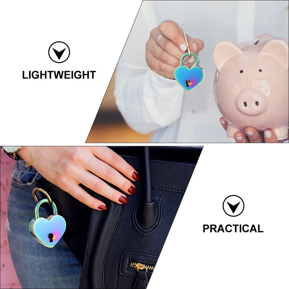 

1Set Delicate Heart Shaped Wishing Lock Metal Couple Lock for Bag Handbag Suitcase Diary Drawer Plating Decorative Padlock with