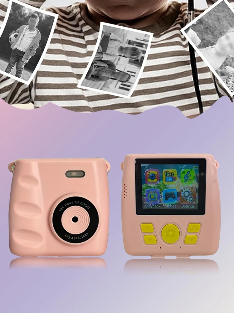 Appareil photo numérique pour enfants 1 pièce, appareil photo à impression instantanée avec papier d'imprimante, appareil photo pour enfants à impression instantanée, appareil photo pour tout-petits avec écran de 2.4 pouces