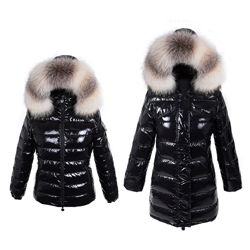 2024 maomaokong jaqueta de inverno feminina pato para baixo parka natural real raposa gola de pele de guaxinim com capuz grosso quente outerwear