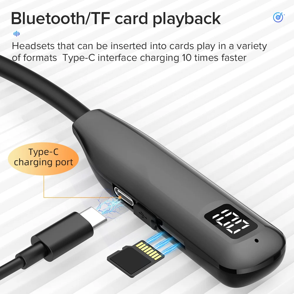 EARDECO 100 ساعة تشغيل سماعة رأس مزودة بتقنية البلوتوث سماعات رأس لاسلكية مع ميكروفون سماعة ستيريو رياضية بشريط حول الرقبة الأذنية