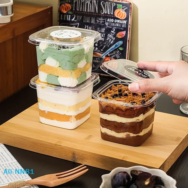 【N】50Pcs Clear Plastic Cups Disposable Mousse Dessert Box With Lid Dessert Acrylic Food Cake Cup 150/250/380ml Packaging Box - view 6