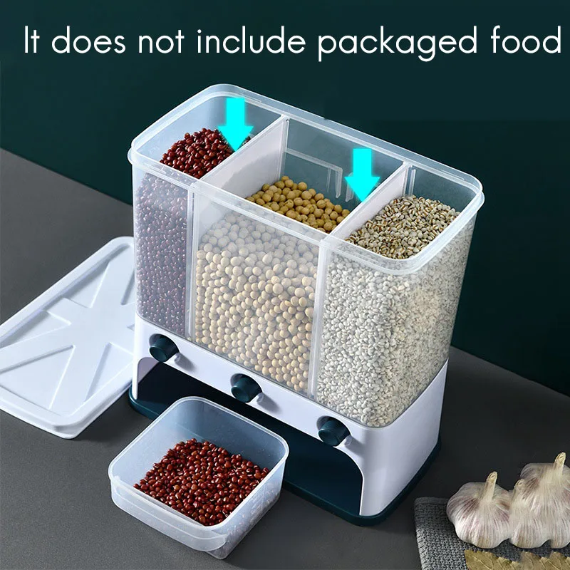 Transparent Sealed Storage Box Grains Food Storage Tank Wall-Mounted Moisture-Proof Rice Barrels Bean Dispenser