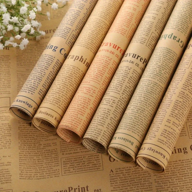 25/50 Stück Vintage Britisches Zeitungs-Kraftpapier Gemischtes Blumen-Geschenkpapier für Blumensträuße, Geschenke, Basteln, Hochzeiten, Umzüge und Dekoration