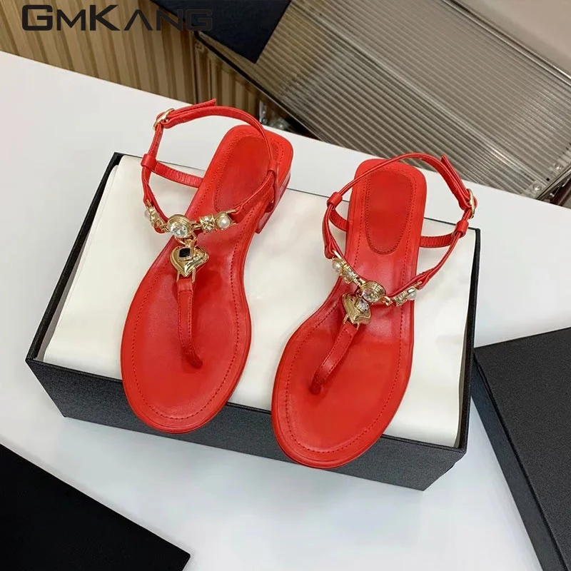 

Love Gem Sandals Women's Rhinestone Beaded Sports Shoes Women's Open Toe Holiday Sandals Fashion Comfortable Flat Bottom Sandals
