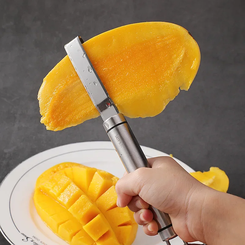 304 Stainless Steel Mango Splitter and Seed Remover Multi Function Fruit Corer Tool for Pineapple and Tropical Fruit Preparation