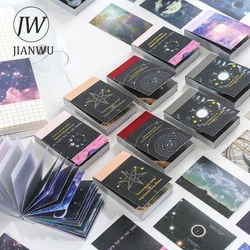 JIANWU 50 Pcs Cosmic Starry Aesthetic Journal Washi Sticker Book Not Repeating DIY Scrapbooking Decoration Stationery Stickers