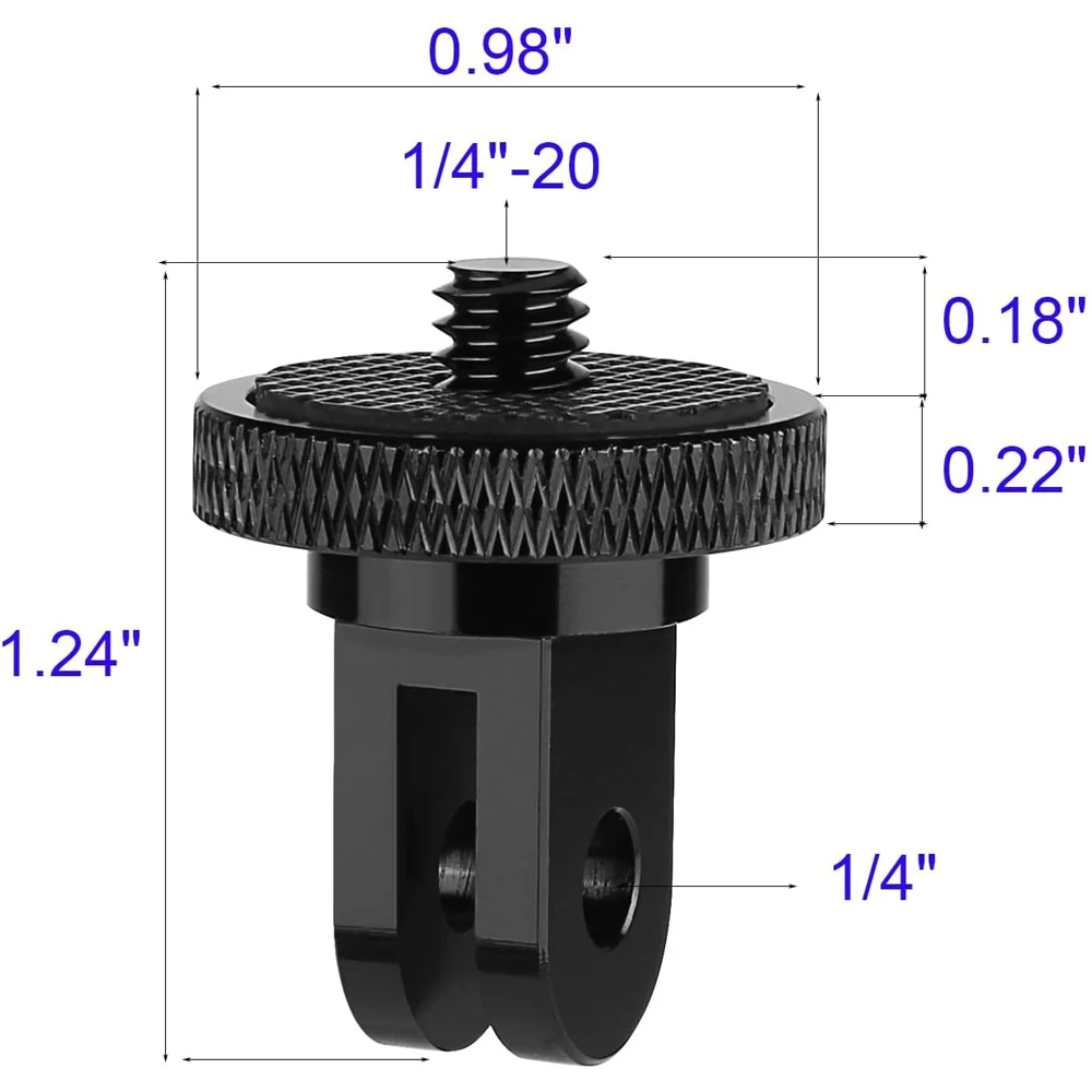 Aluminum Alloy 1/4 Tripod Adapter Mount For GoPro Hero 13 12 11 10 9 Insta360 X5 X4 DJI Osmo Action 6 5 PRO 4 Camera Accessories