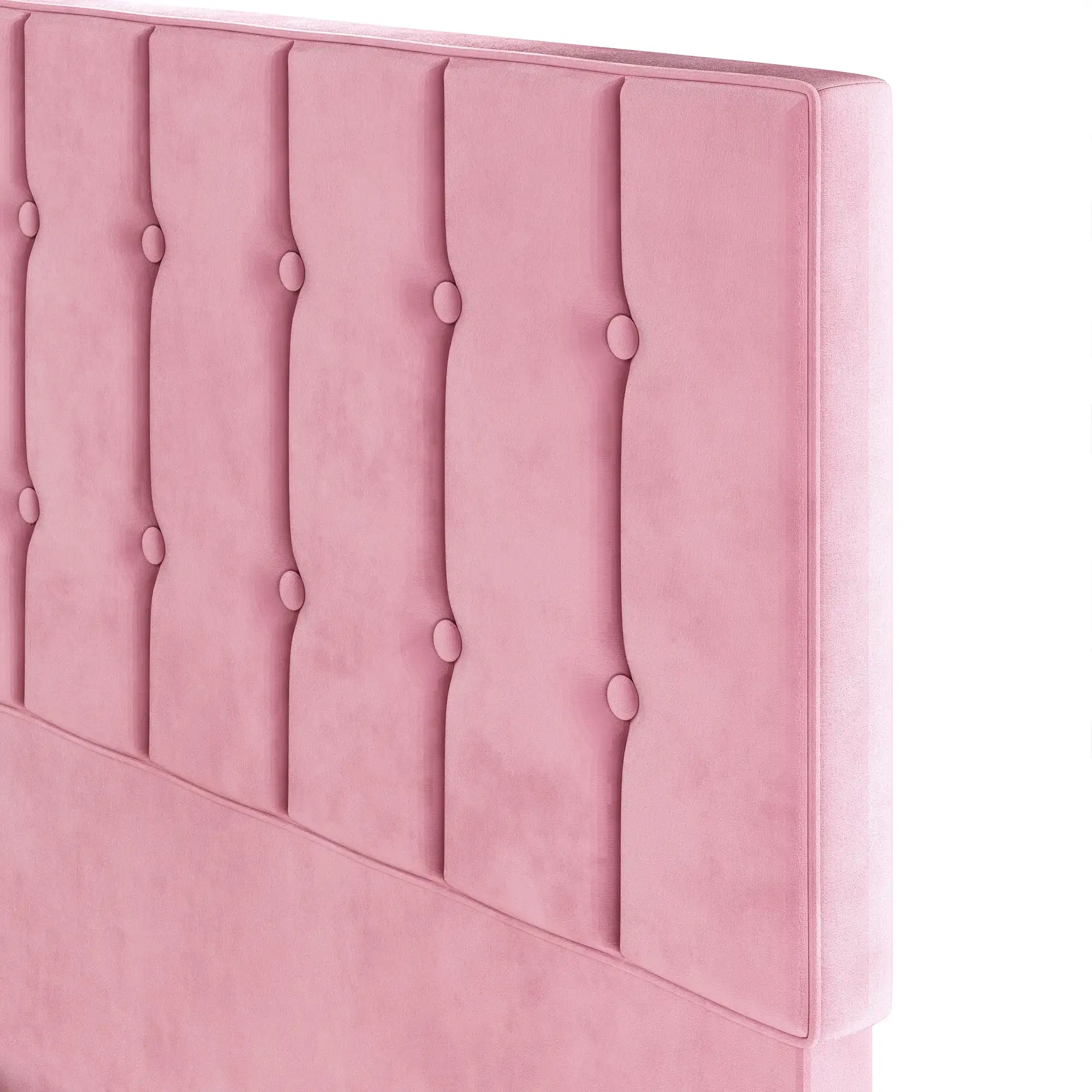 إطارات سرير مزدوجة من LIKIMIO، إطار سرير بمنصة منجدة مخملية مع لوح رأسي وشرائح خشبية قوية، وردي/رمادي/أزرق/بيج