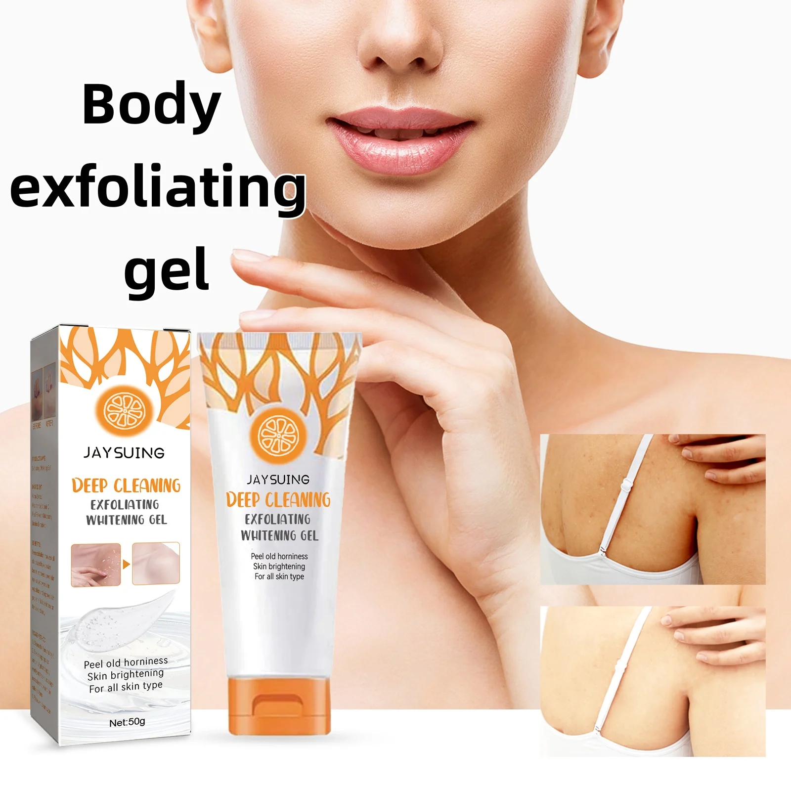 Jaysuing 50g body exfoliating gel is used for facial and body scrub, skin cleaning, dead skin removal and skin nourishing