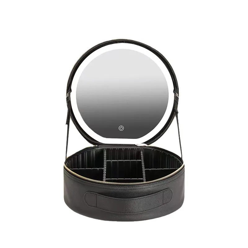 新製品発売、化粧ポーチ、海外貿易、丸型多機能シンプル収納バッグ（鏡付き）