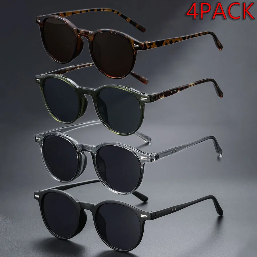 4-pack Fashion Round Frame Trendy Glasses, Unisex, Ideal Gift for Street Photography, Parties and Gifting