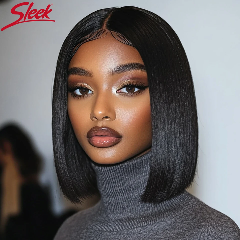 

Sleek Short 99J Red Color Straight Bob Human Hair Wigs For Women 5X1 Short Bob Lace Wigs 100% Real Ready To Wear Short Lace Wigs