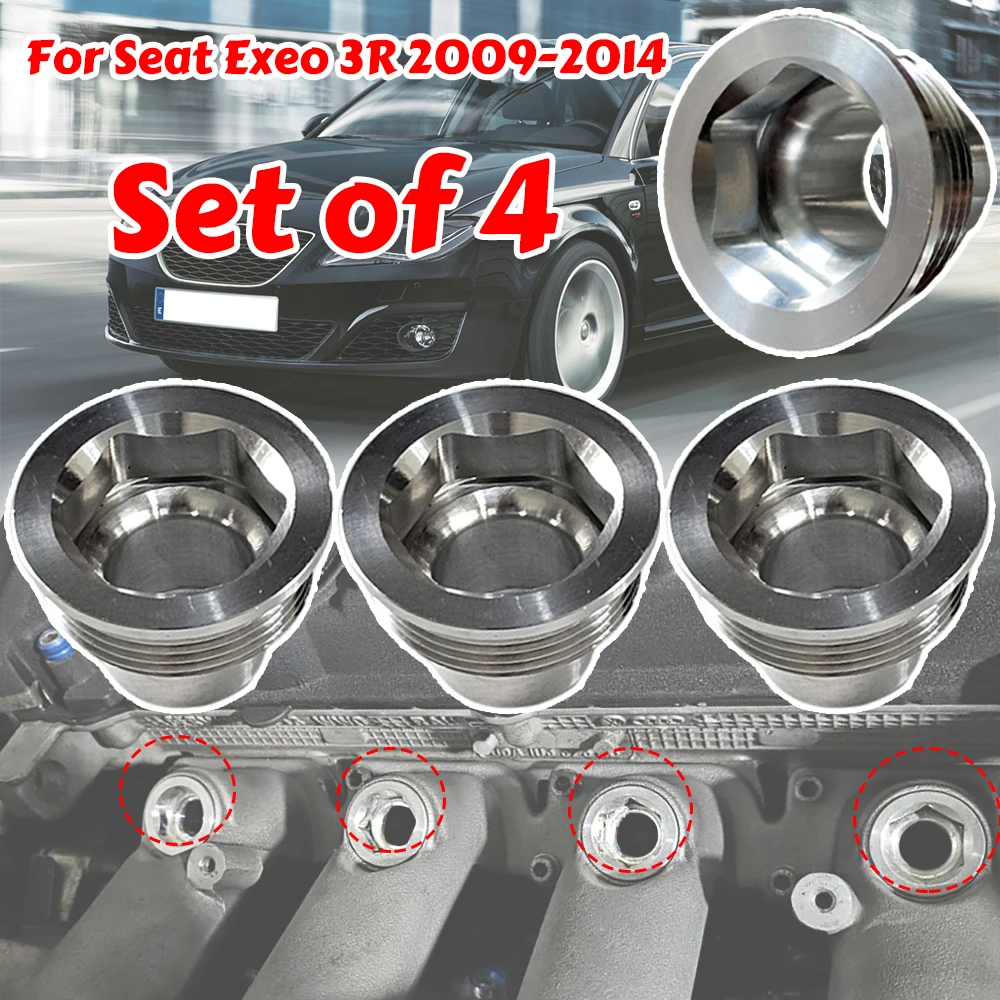 

4X Fuel Injector Insert Set For Seat Exeo 3R 2009-2014 New Upgrade Aluminum Cup Seat 06B133555H 06B133555D Car Replacement Part