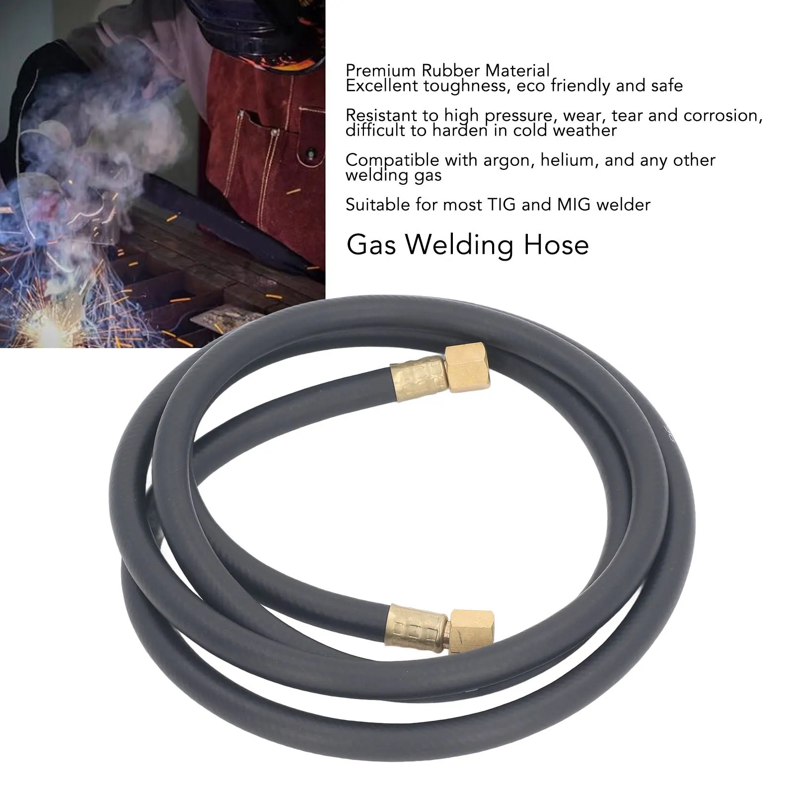 Gas Welding Hose G1/4 Fitting 2m Length Rubber Argon Arc Welding Hose For TIG MIG Welders