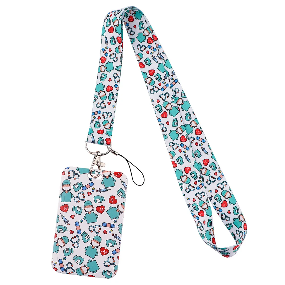 Nurse Doctor Neck Lanyard Phone Strap with ID Badge Card Holder Subway Access Card Holder Fashion Gifts