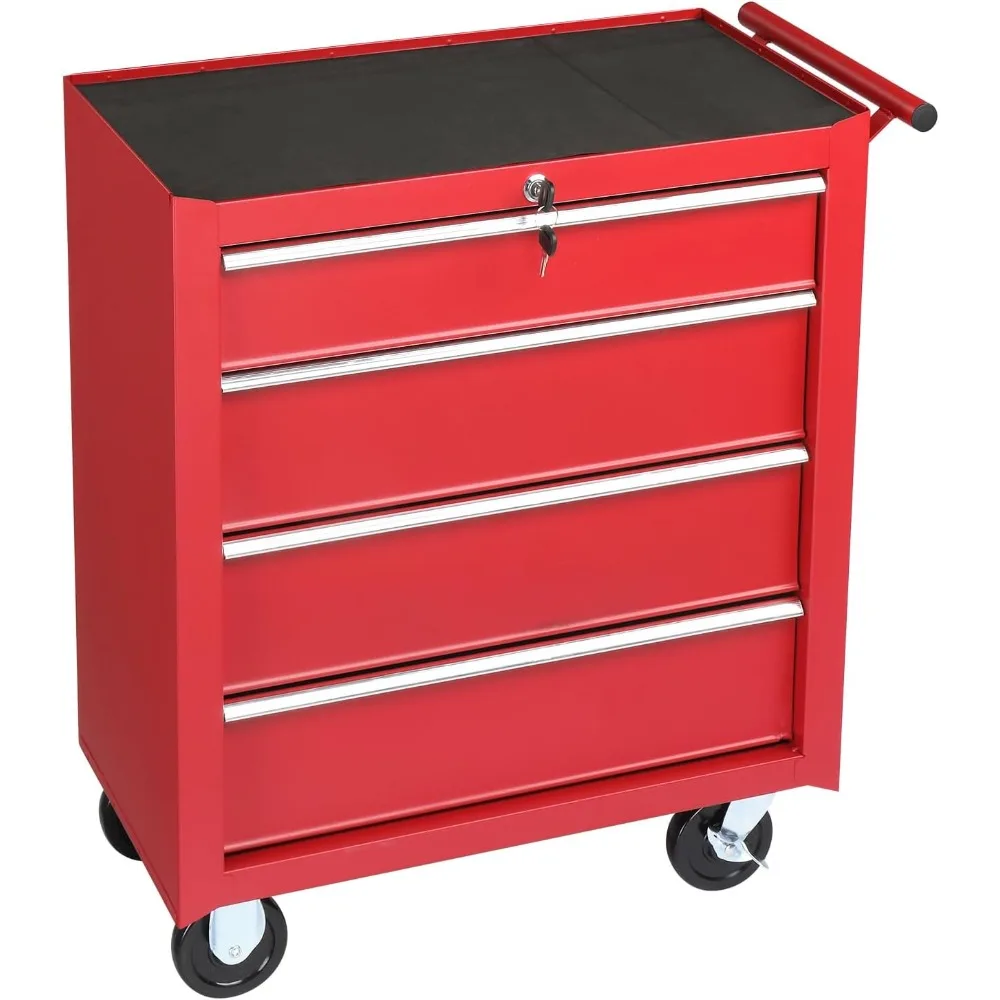 

4-Drawer Tool Chest with Wheels & Lock & Key, Heavy Duty Cart Rolling Tool Box on Wheels, Metal Storage Cabinet, Rolling Tool
