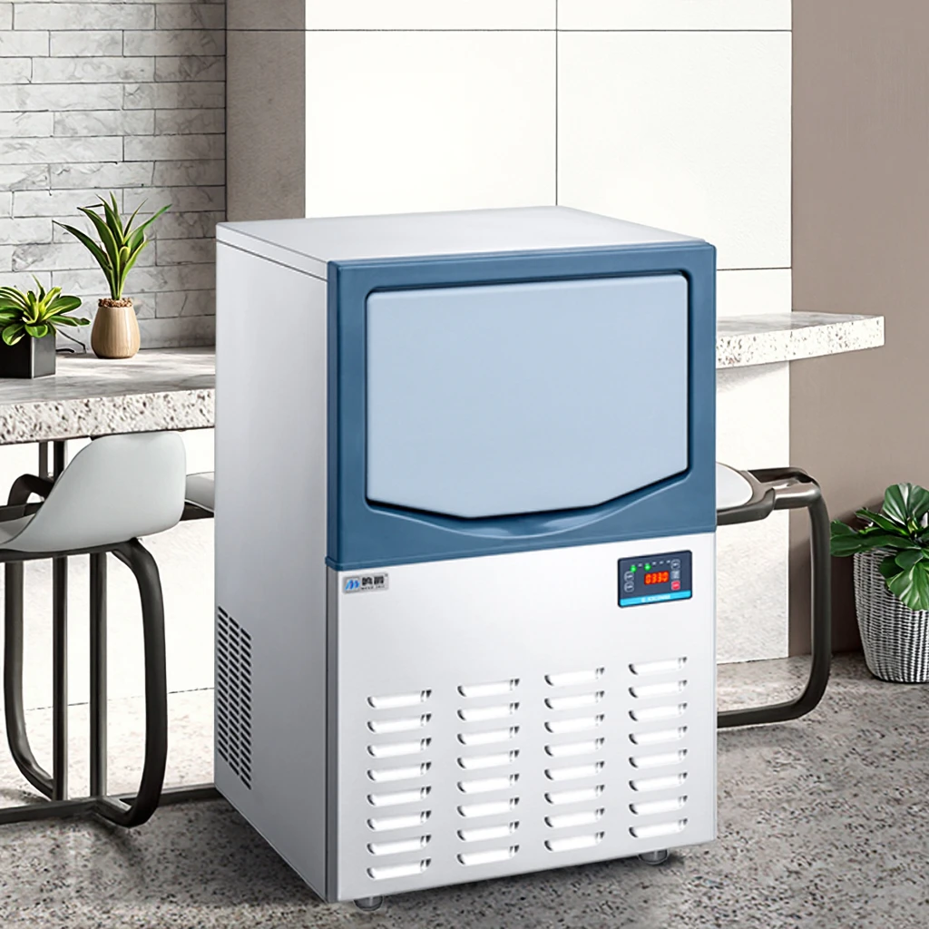 Commercial Fully Automatic Cube Ice Maker All-in-One Large-Scale Kitchen Refrigeration Equipment for Bubble Tea Shops