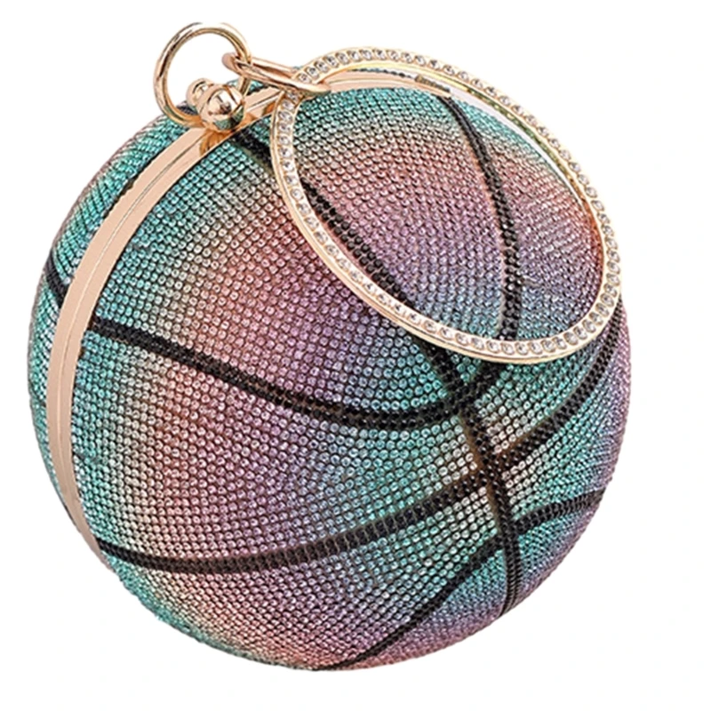 Lady Purse Wedding Clutch Crossbody Shoulder Bag for Women Round Basketball Evening Bag Party Banquet Bags E74B