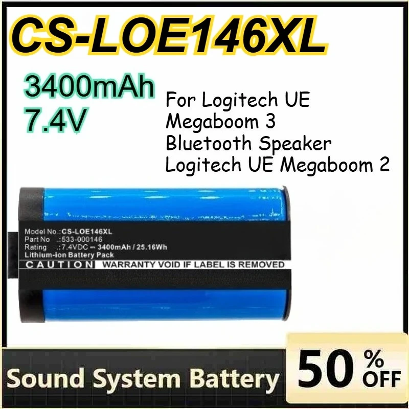 

CS-LOE146XL Lithium for Logitech UE Megaboom 2 / Megaboom 3 Bluetooth Speaker Rechargeable Battery 533-000116 533-000146