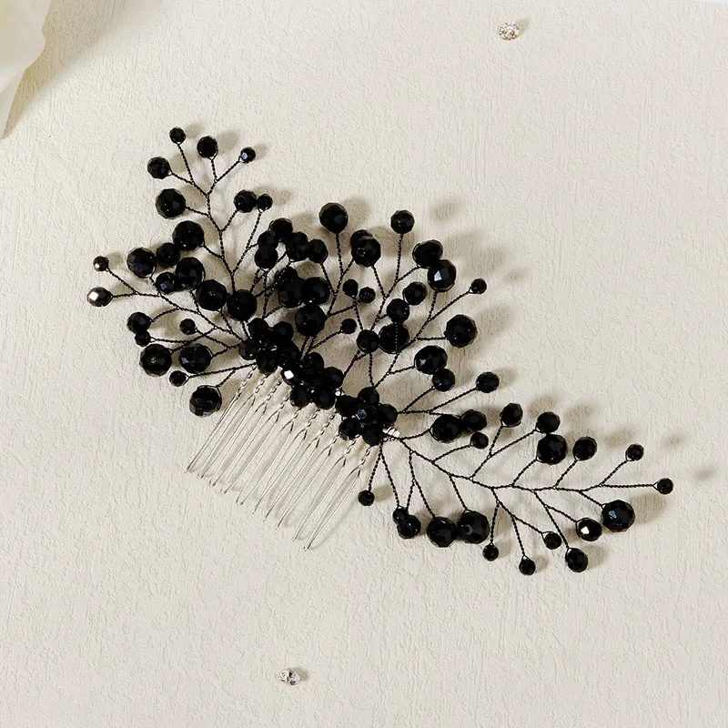 Simple Black Crystal Women Hair Combs Bridal Hair Accessories Wedding Hair Jewelry Bridal Head Decoration Hair Ornament