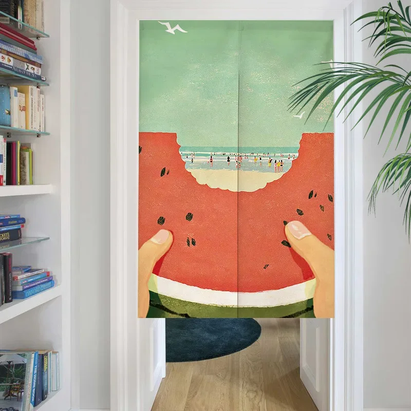 Painted cuisine changing room Curtain Privacy Partition Doorway Curtains Kitchen Entrance Noren Linen Hanging Half-curtain