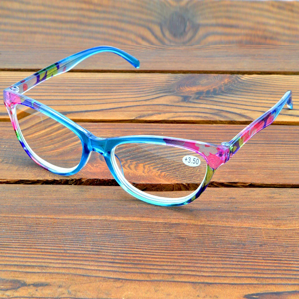 Round Blue Flower Frame Full-rim Retro Handcrafted Spectacles Multi-coated Fashion Reading Glasses +0.75 To +4