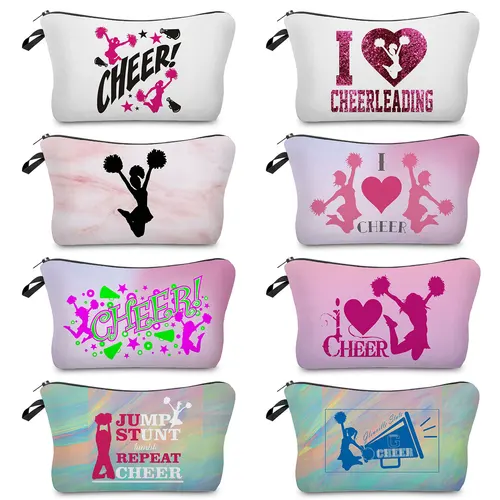 Bolsa de maquillaje para chica de porristas, bolsa de regalo para Club, bolsa de cosméticos portátil con patrón personalizado para mujer, bolsa de almacenamiento organizadora de viaje, Kit de aseo