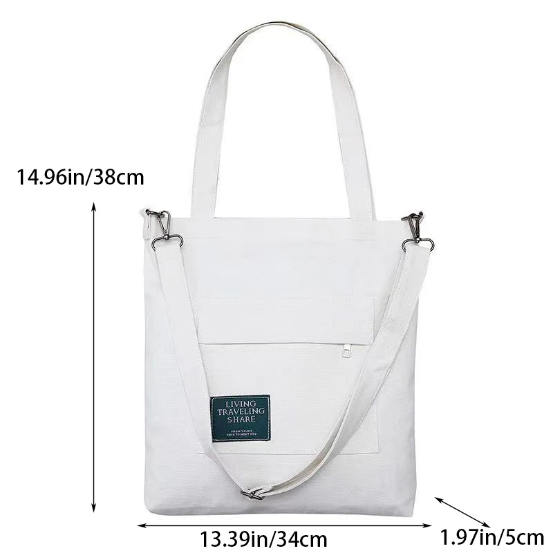 Canvas Bag For Women Japanese Versatile Large Capacity Black Shoulder Bag Student Ins Casual Portable Shopping