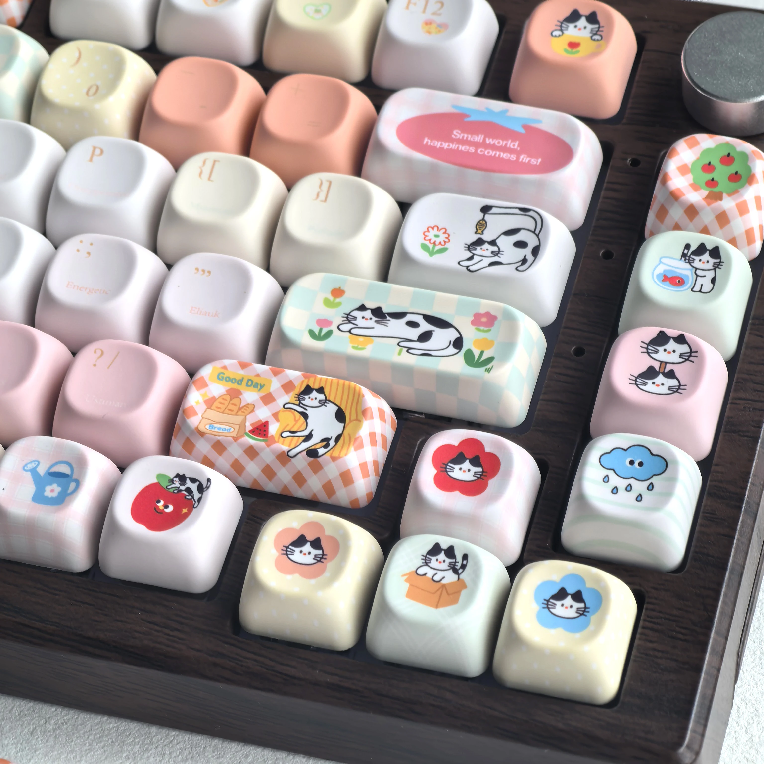 MAIMOOO Happy Cat Keycaps Cute Moa Cherry PBT Wooting AULA AJAZZ Mechanical Keyboard Personalized Korean Russian Keycaps White