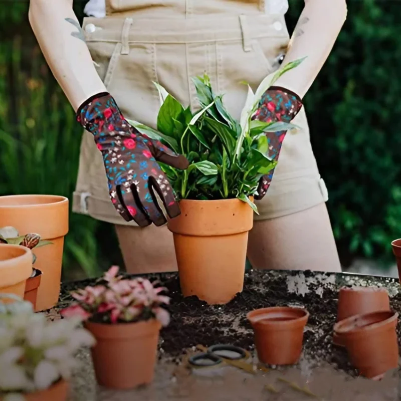 XYEHS-guantes florales de cuero sintético para mujer, manoplas de trabajo a prueba de espinas para excavación, plantación y poda, 1 par